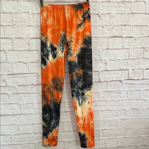 Women's Tie-Dye Leggings - Orange and Black